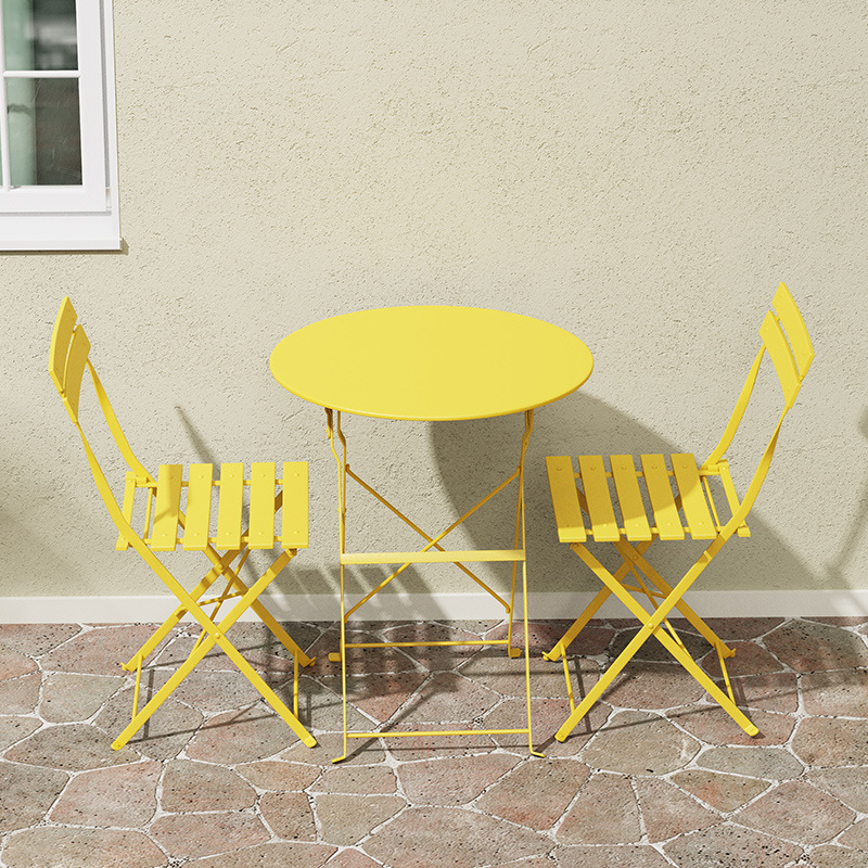 Lemon yellow one table and two chairs