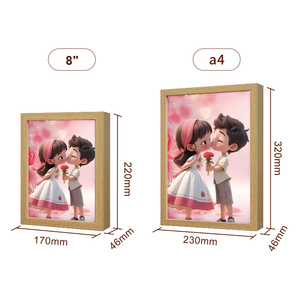 Hot bán tùy chỉnh LED ánh sáng ban đêm 3D khung ảnh bằng gỗ với 3 màu sắc nghệ thuật Deco Thiết kế hộp bóng cho các cặp vợ chồng phòng ngủ trang trí nội thất đèn - Product Image 3