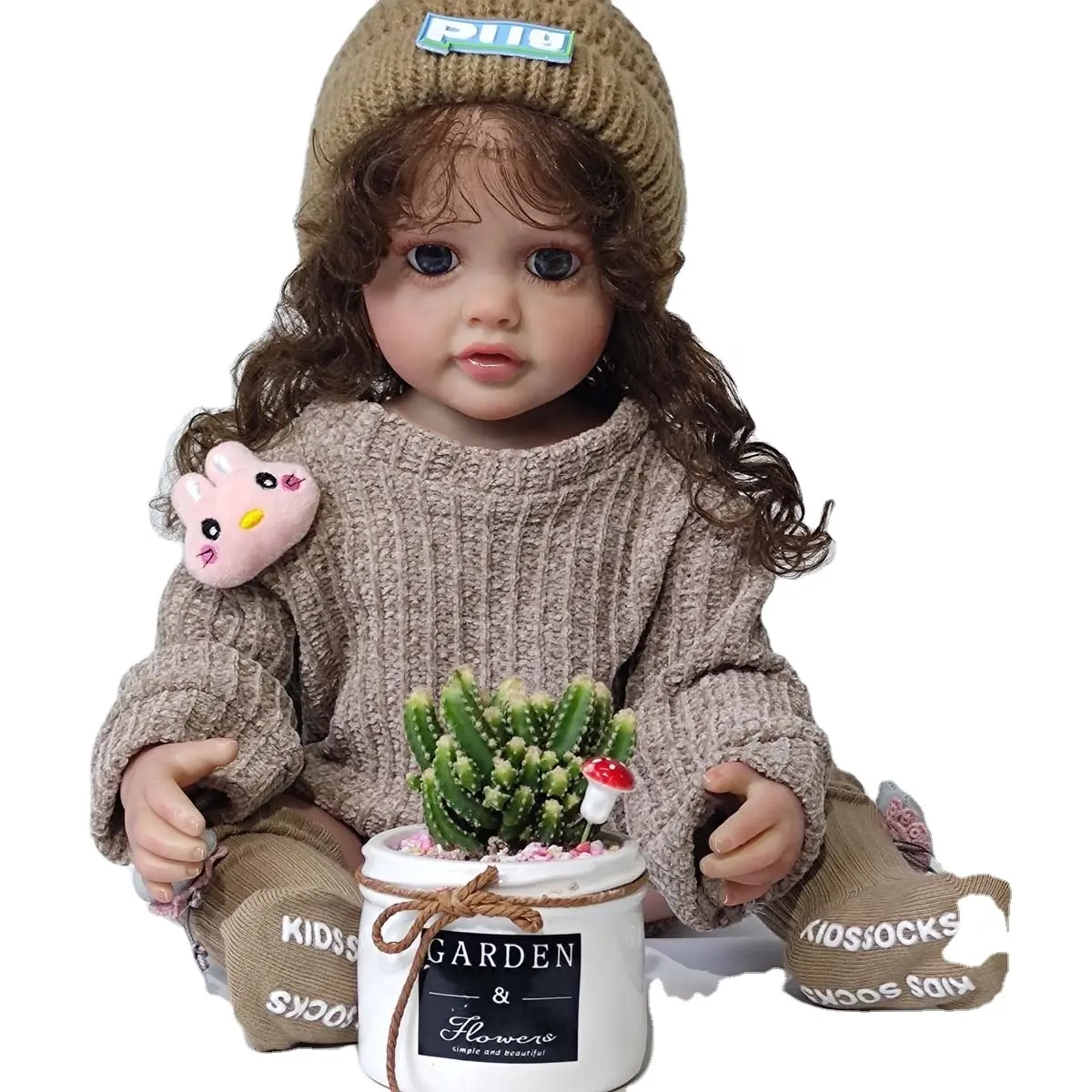 Popular moda educativa realista chica Reborn 55Cm silicona bebé emulado muñeca con pelo rizado