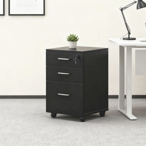 3 ngăn kéo cán theo dõi Tủ hồ sơ cho văn phòng gia đình cán máy in đứng gỗ dưới bàn tủ điện thoại di động Tủ hồ sơ màu đen - Product Image 1