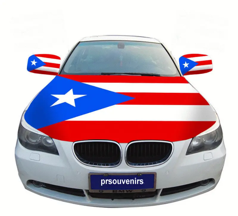 Национальный флаг дешевле, индивидуальный логотип, полиэстер, УФ-защита, защита от солнца, быстрое автомобильное покрытие, капот, флаг, Пуэрто-Рико, автомобильные капоты