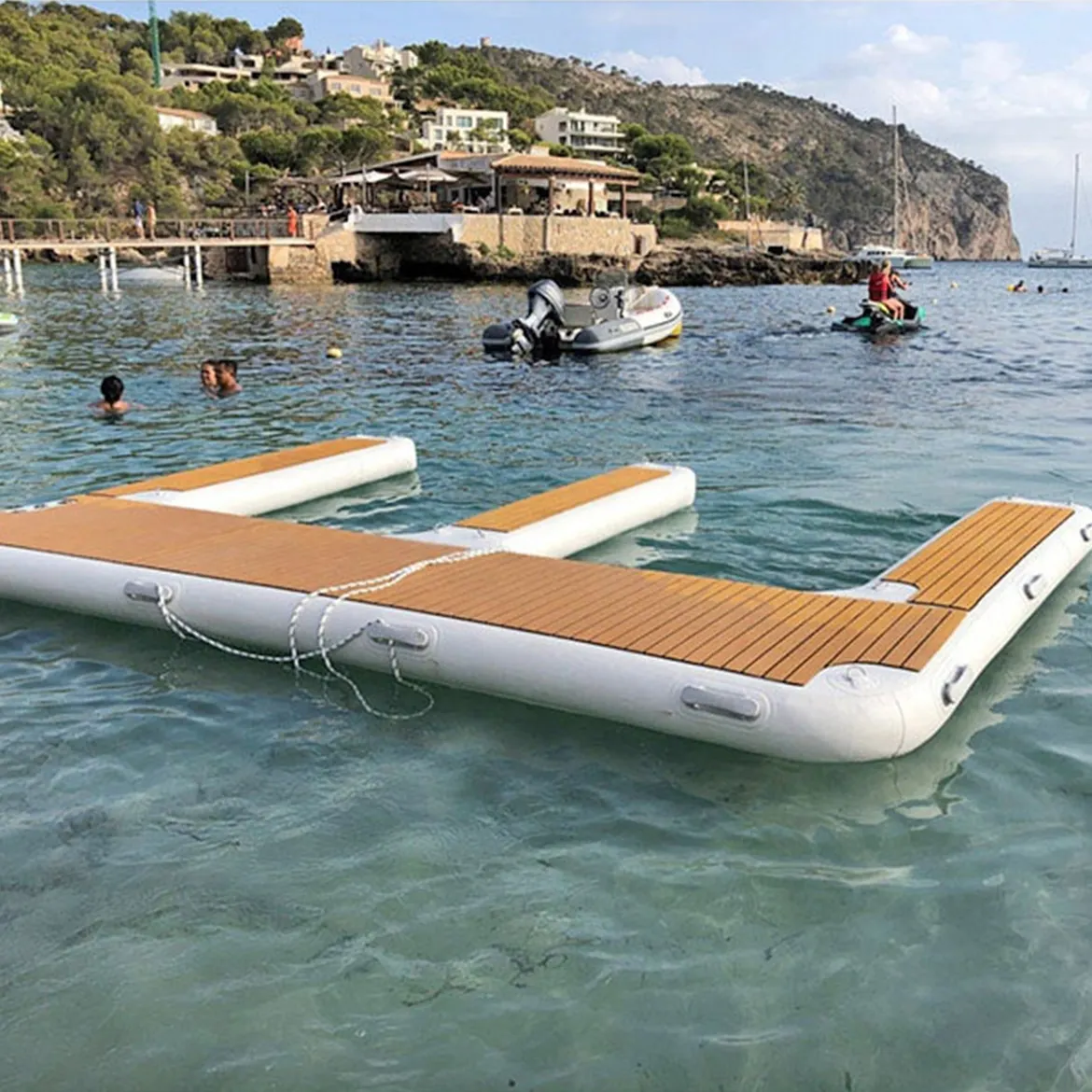Passen Sie schwimmendes Ponton boot Jet Ski Platform aufblasbares schwimmendes Jet-Ski-Dock an