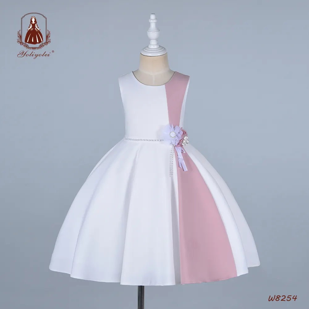 Desain Fashion 5-9 Anak Pakaian Polos Dicelup Padat Gaya Anak Tanpa Lengan Bayi Rok Anak Perempuan