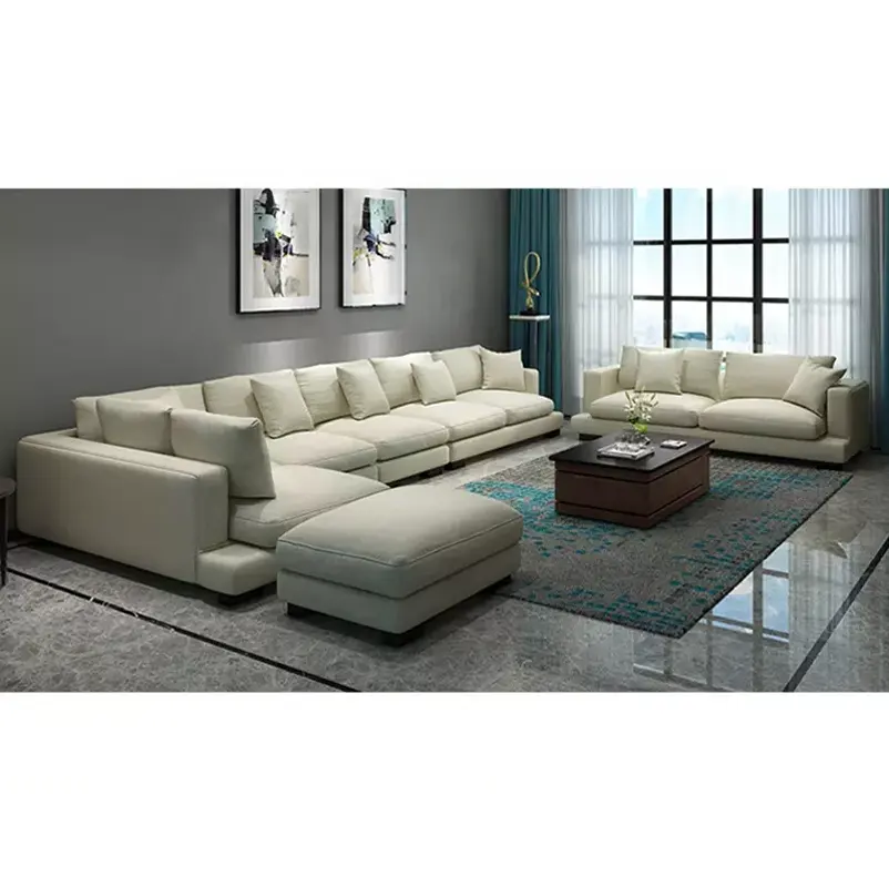 NOVA-sofá de sala de estar 21BSSC006, conjunto de muebles de tela blanca