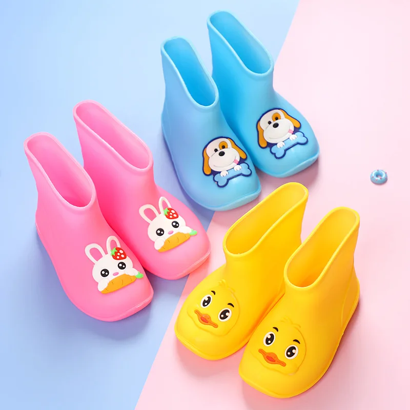 High Quality Newest Design Kids Rain Boots Shoes Girls Boys Waterproof Water Shoes Cartoon Non-Slip Children Rain Rubber Shoes
