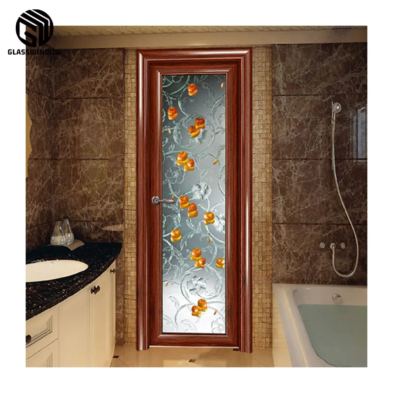 Porte de salle de bain pour maison Type Offre Spéciale portes cadre en aluminium verre mise à jour nouvelle conception graphique de sécurité étanche personnalisée