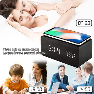 Çevre koruma ahşap çalar saat, takvim, sıcaklık izleme, birinde ses kontrolü, kablosuz şarj desteği - Product Image 6