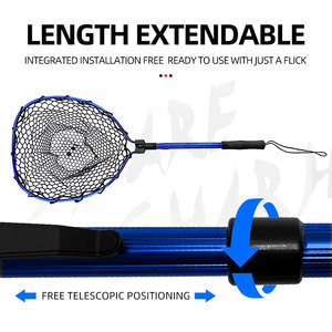 Katlanabilir sinek balıkçılık tor ağı alabalık bas Net alüminyum teleskopik çubuk yumuşak kauçuk örgü yakalamak ve yayın Net - Product Image 2