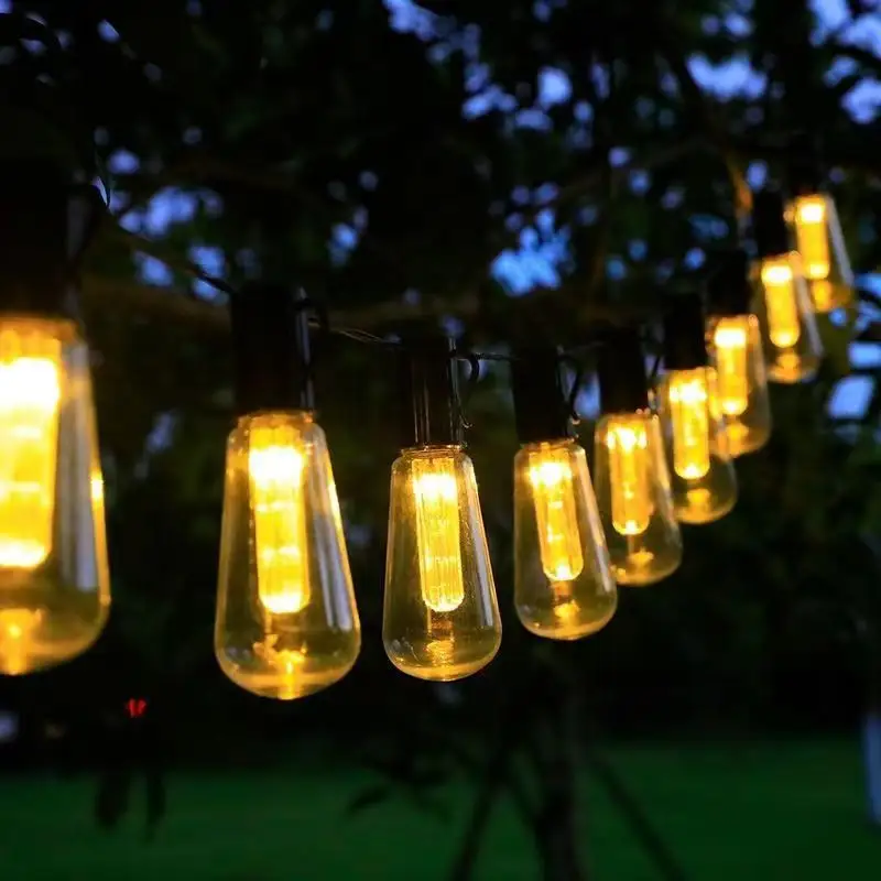 Lampu Taman tenaga surya Led Rgb luar ruangan tahan air G40 S14 lampu Natal Festoon lampu tali teras pencahayaan liburan dekoratif