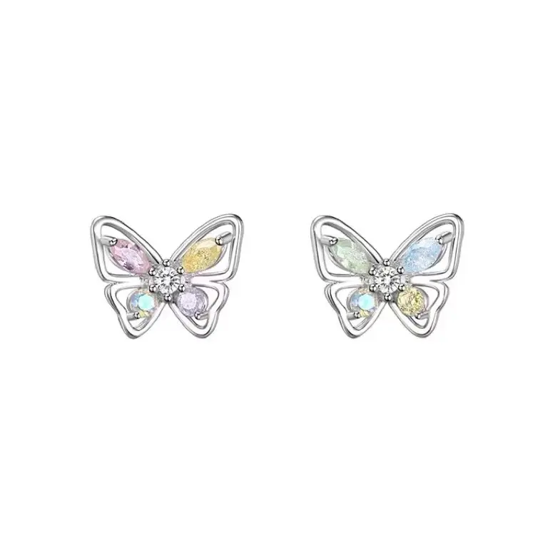 SC New Trend Cubic Diamond Zirkonia Ohr stecker 925 Sterling Silber Fine Jewelry Winzige Schmetterling Ohr stecker für Frauen