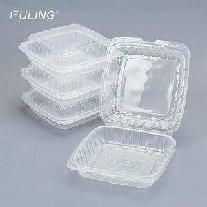 FULING temizle tek kullanımlık kapaklı MFPP menteşeli çıkar kutusu 8x8 9x9 inç 1 3 bölmeli yemek kapları için restoran Take Away - Product Image 1
