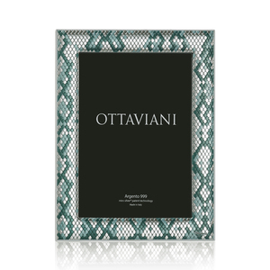 OTTAVIANI SPAミロシルバー金属フレーム18X 24cmグリーンパイソンインナーサイズウェディング写真 & ギフトデコレーション用 - Product Image 1