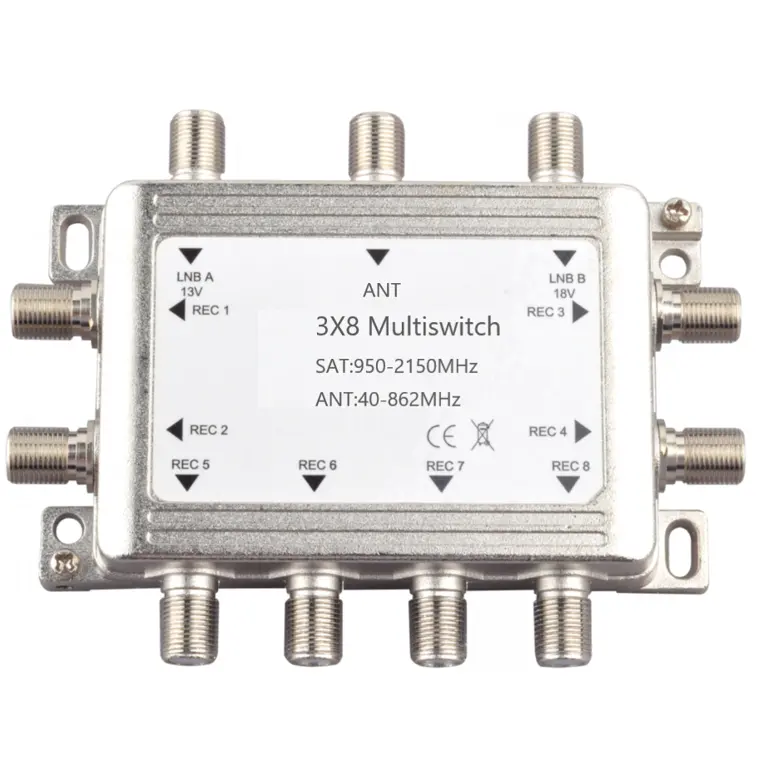 Receptor de televisión por satélite 3x8, Multi-interruptor 2 SAT + 1ANT para parabólica, alta calidad, el mejor precio