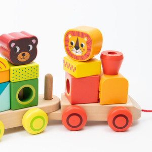 COMMIKI Toddlers Montessori Wood Train Toy Model <strong>Building</strong> Toy With Number <strong>Pattern</strong> 0~9 <strong>Blocks</strong> Educational Kids Wooden Toy - Product Image 2