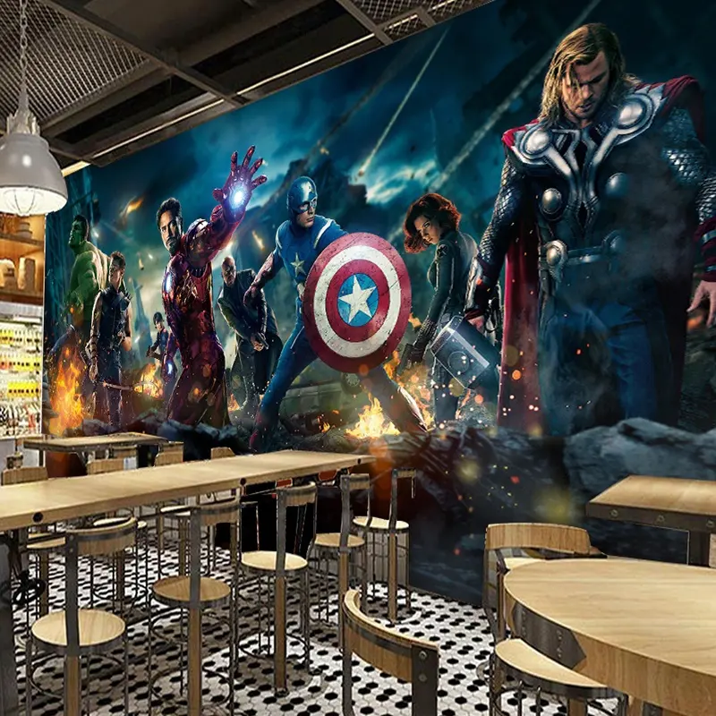 De Marvel vengadores 3d pintado mural Internet decoración de pared para bar
