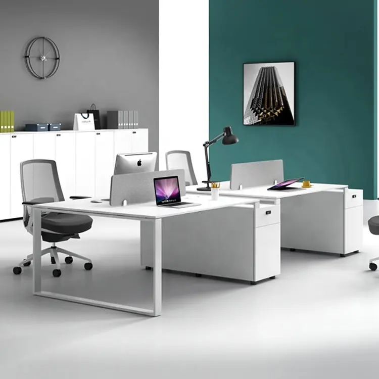 Mesa de Trabajo Modular con marco de Metal para 2, 4 y 6 personas, escritorio de oficina inteligente con armario