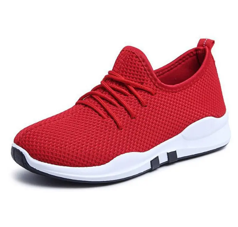 Nueva primavera y otoño zapatos de tela al aire libre de las mujeres al aire libre deportes negro rojo plano casual zapatos deportivos