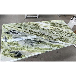 Hình chữ nhật hiện đại màu xanh lá cây đá cẩm thạch Đá Bàn cà phê Thiết kế thời trang hình chữ nhật đá cẩm thạch hàng đầu cho bàn Vanity Tops bảng Tops - Product Image 2