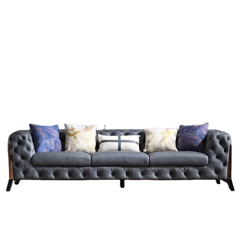 Sofá de cuero con garantía de la mejor calidad, mueble chesterfield de Dubái, conjunto de sofás de salón, CK113