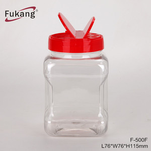 バタフライ蓋付きスタッカブルスパイスジャー、500mlペットプラスチックスクエアスパイスジャー - Product Image 3