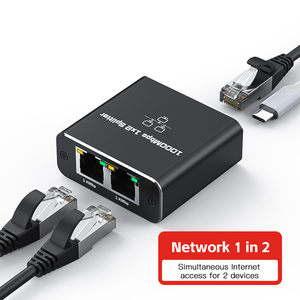 อะแดปเตอร์ RJ45 1000Mbps ตัวแปลงกิกะบิต1-in-2ตัวแยกเครือข่ายอินเทอร์เน็ตอีเธอร์เน็ตส่วนขยายปลั๊กต่อ8P8C สวิตช์เครือข่าย - Product Image 2
