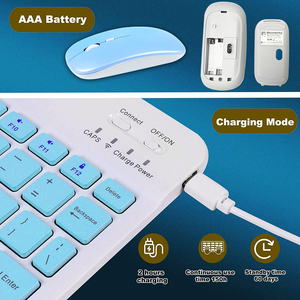 Nhỏ gọn im lặng không dây Azerty bàn phím & chuột tiêu chuẩn siêu mỏng mini không dây Bàn phím và chuột thiết lập cho máy tính bảng điện thoại thông minh - Product Image 5