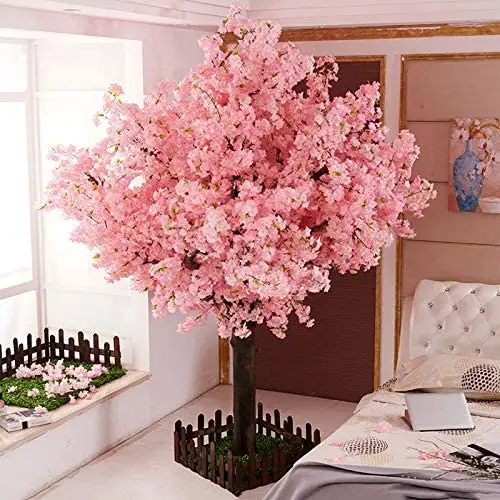 Flor de Cerezo Artificial hecha a mano, flor de seda gruesa, rosa claro, para boda, interior, exterior, restaurante, fiesta escolar