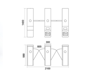 Güvenli bina girişi için parmak izi tarayıcı ile Eissolution EI-Y011S çift çip kompakt kanatlı bariyer turnike kapısı - Product Image 3