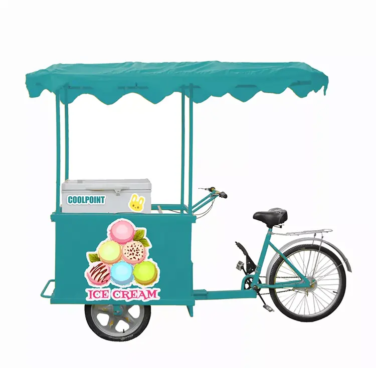 Açık dondurma bisiklet dondurucu cep hızlı 3 tekerlekli elektrikli üç tekerlekli bisiklet buz Lolly Popsicle gıda satış arabası