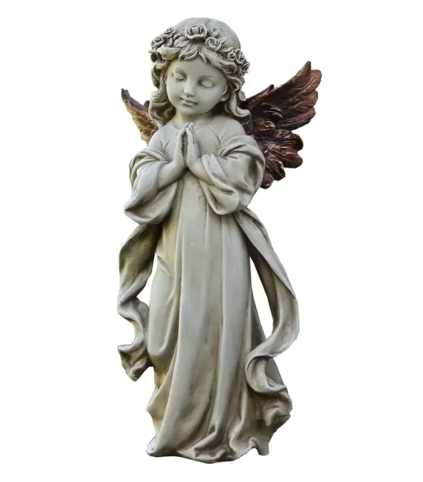 Orando anjo com Bronze Asas Jardim Estátua