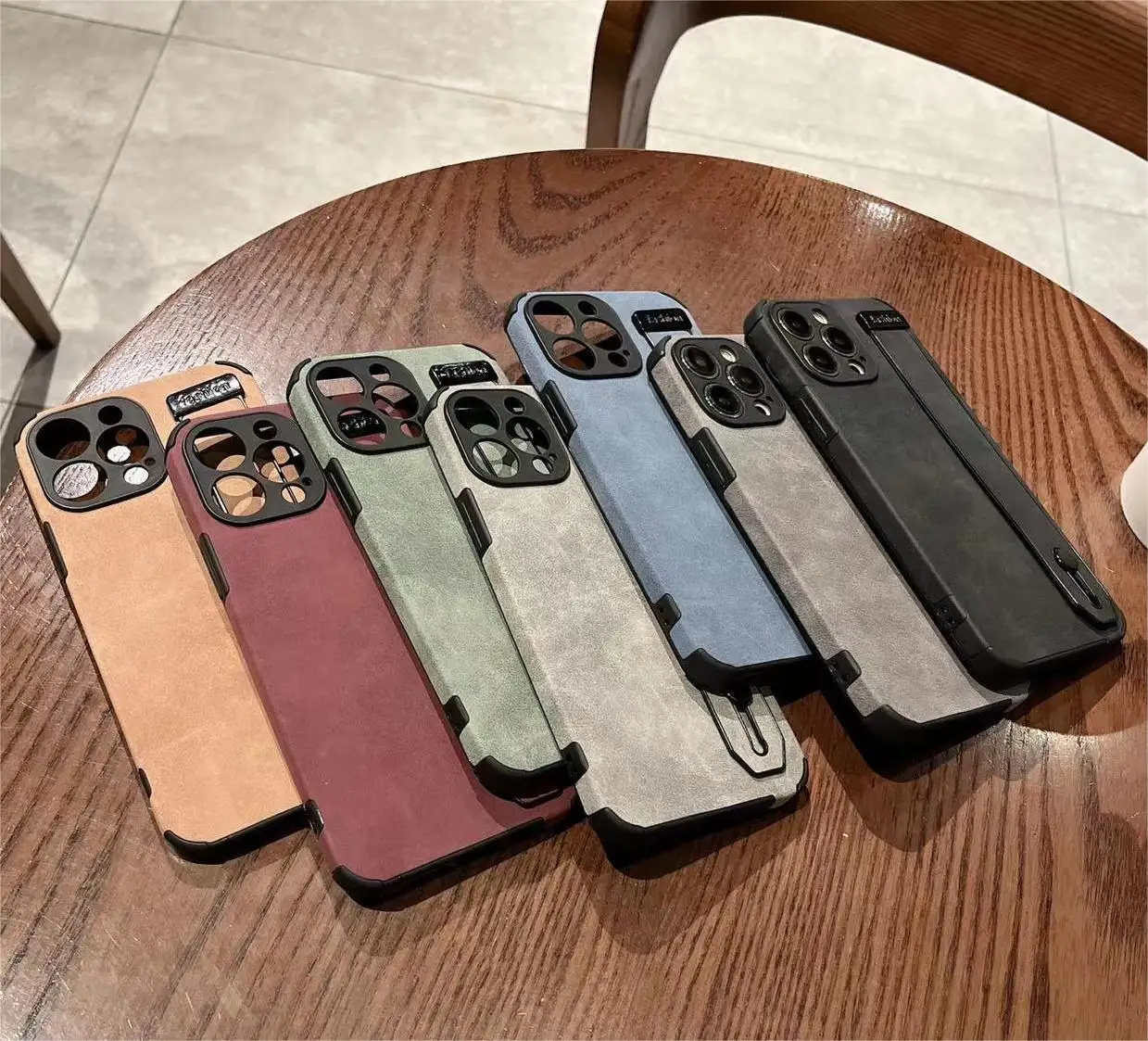 Popular Leather phone case for iphone 15 14 13 12 11 plus/pro/pro max with phone strap holder function