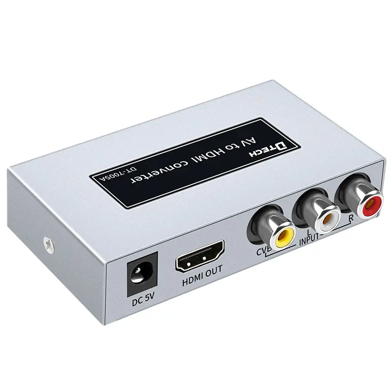 Лучшая цена 1080p металлический корпус RCA AV к HDMI преобразователь стабилизации аудио и видео сигнала
