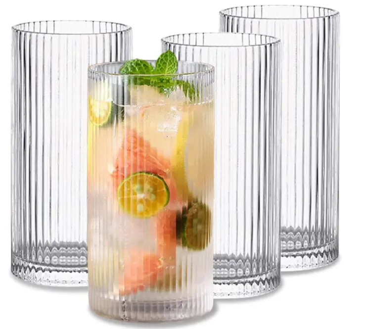Glasbecher Vintage-Glaswaren Origami-Stil durchsichtiges Cocktail-Gläser-Set