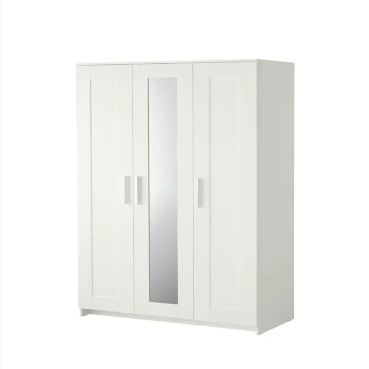 Modern design wooden organizer armoire closet accessories 3door wardrobe furniture with mirror for bedroom