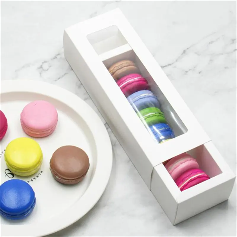 Thiết kế sáng tạo tái chế giấy kraft trắng và nâu 12 cái gói Macaron Bao bì hộp giấy cho các bên nhà