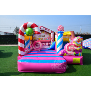 Thương mại <span class=keywords><strong>Inflatable</strong></span> Bouncer chất lượng tốt kẹo màu hồng <span class=keywords><strong>Inflatable</strong></span> lâu đài bouncy với trượt Combo ngoài trời trẻ em cho bên cho thuê - Product Image 1
