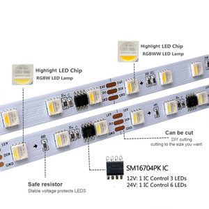 12 В 24 В Smart RGBW SM16704SPK светодиодная Пиксельная лента водонепроницаемый IP20 IP65 IP67 60 светодиодов/м RGBW Светодиодная лента 24 В свет - Product Image 4