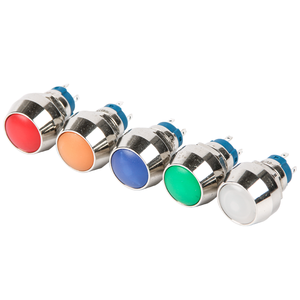 12 mm mehrfarbig mini augenblicklich beleuchteter druckknopf LED 2 4 pin 1 NO wasserdicht IP67 mentaler druckknopf schalter mit licht - Product Image 1