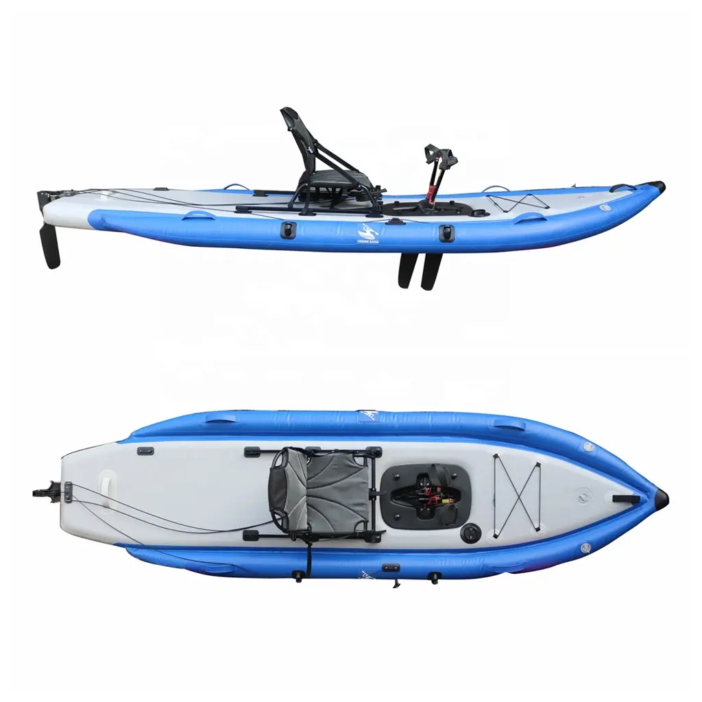 折りたたみ式ペダルドライブカヤック/カヌー手漕ぎボートPVC素材インフレータブル12フィート安定カヤック