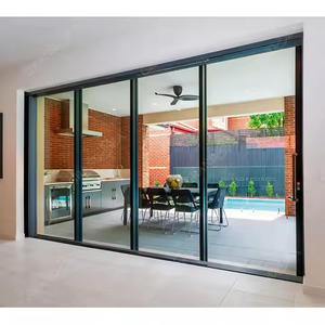 Hiện đại đôi Bảng điều khiển nhôm trượt cửa kính và cửa sổ Windproof phân vùng tiêu chuẩn Úc cho khách sạn và hàng hiên - Product Image 4