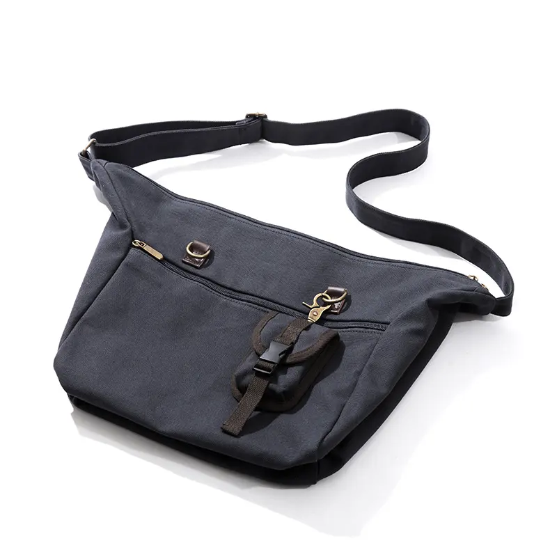 Eco-friendly Canvas Crossbody Shoulder bag para homens Mensageiro Casual Bag