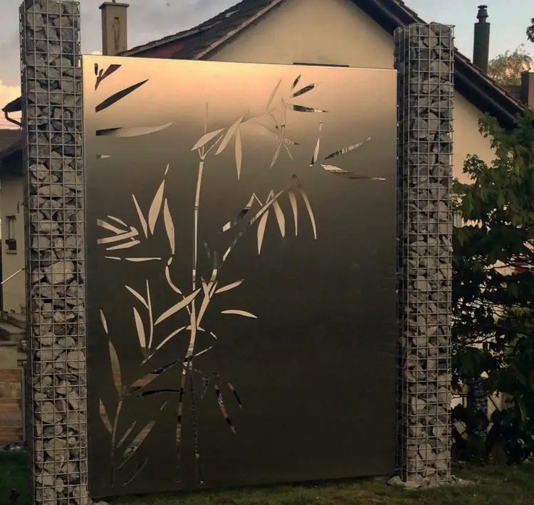 Panneaux d'écran de jardin en acier Corten en bambou rouillé-Un complément parfait aux paysages de jardins de ville