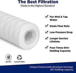 Whole House 10''x2.5'' String Wound Water <strong>Filter</strong> Replacement Cartridge Universal Sediment <strong>Filters</strong> for Well Water