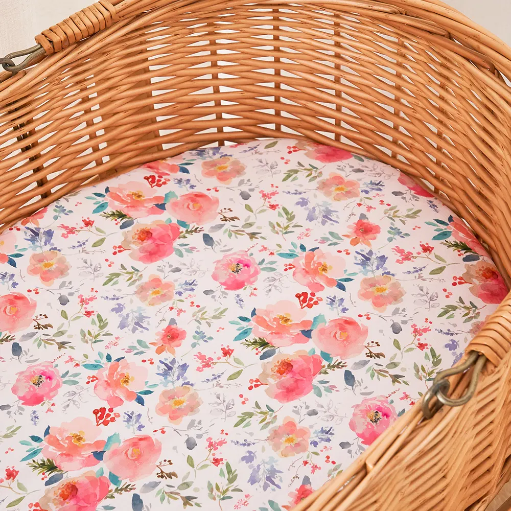 Print Portable Folded Cotton Bassinet Sheet Muslin Baby Cot Flat Fitted Crib Sheet Cover For Baby