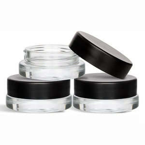 卸売3ml 5ml 7ml 9ml透明ラウンドリサイクルガラスクリーム瓶ブラックゴールドキャップ付き - Product Image 5