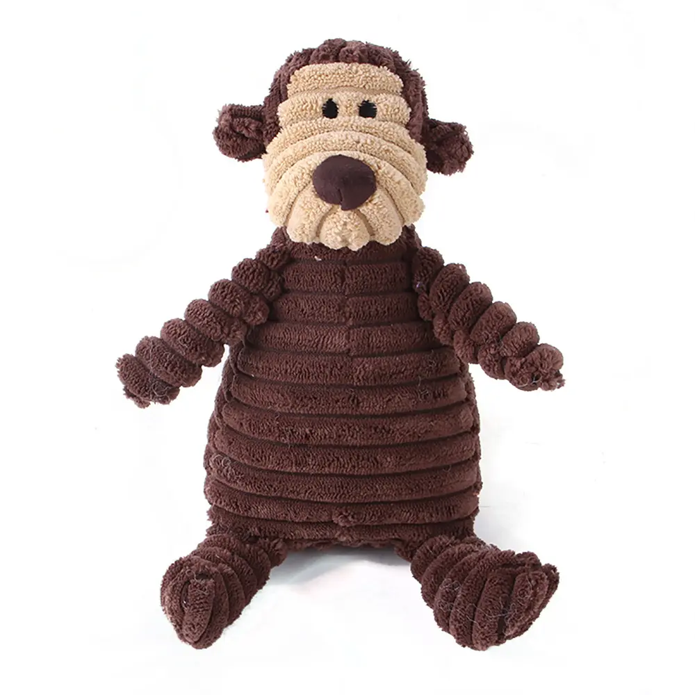 Comprar a granel Macaco Elefante Animais Série Recheado Pelúcia Pet Toy Dog Squeaky Chew Brinquedos para Pet