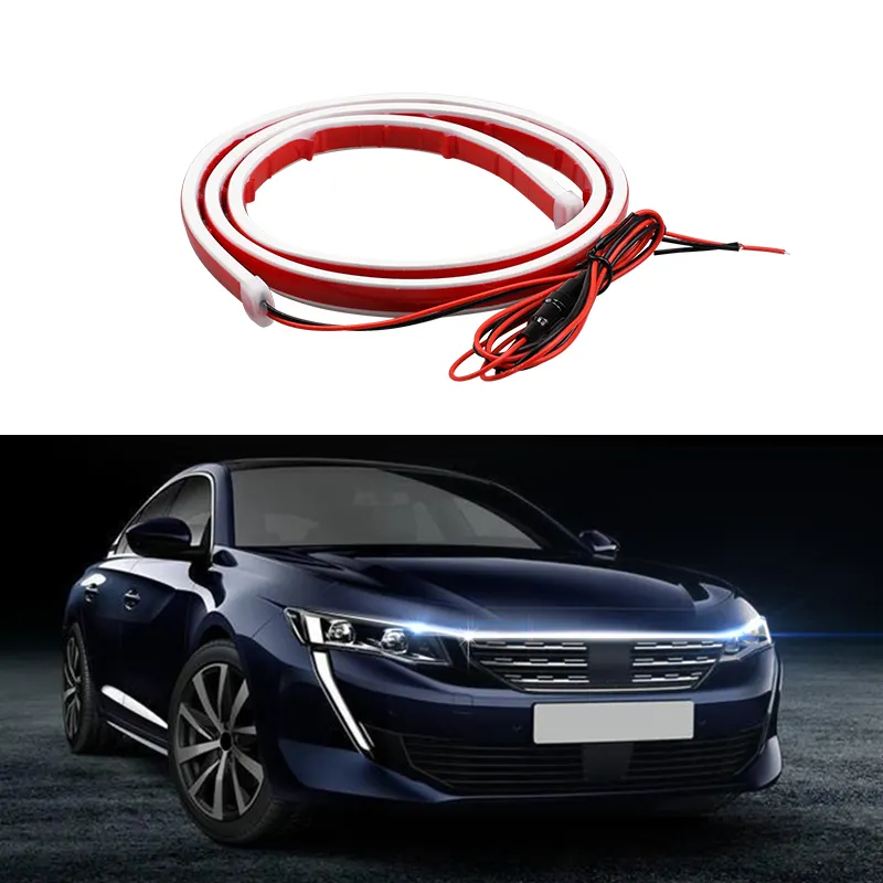 Super Bright Led Car Hood Daytime Running Light Strip Scan Lighting Decoration Auto Ambient Neon Lamp retroilluminazione dell'atmosfera 12V