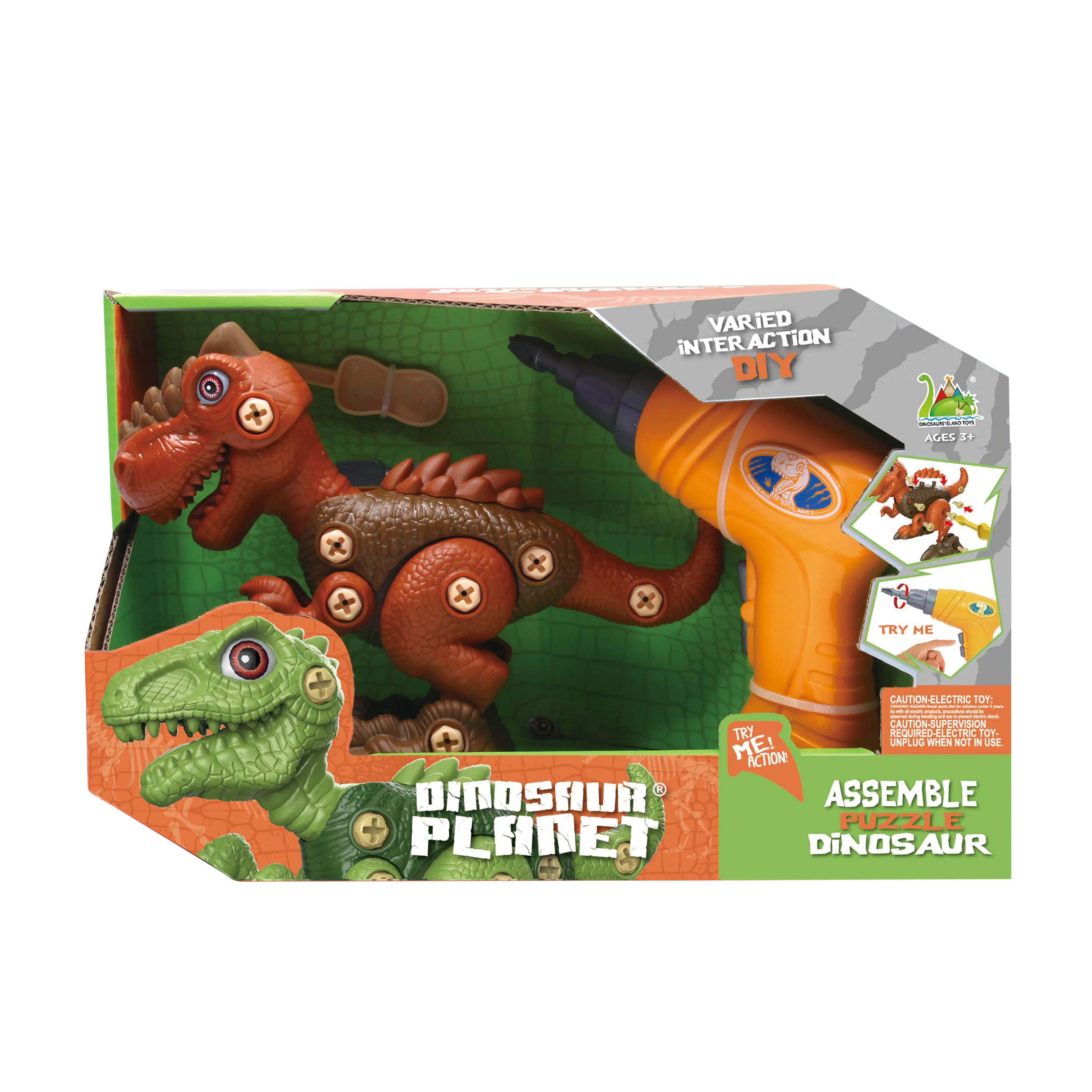 Kinder DIY-Spielzeug 3-Stil-Mix-Bohrer-Spiel Montage Dinosaurier-Set