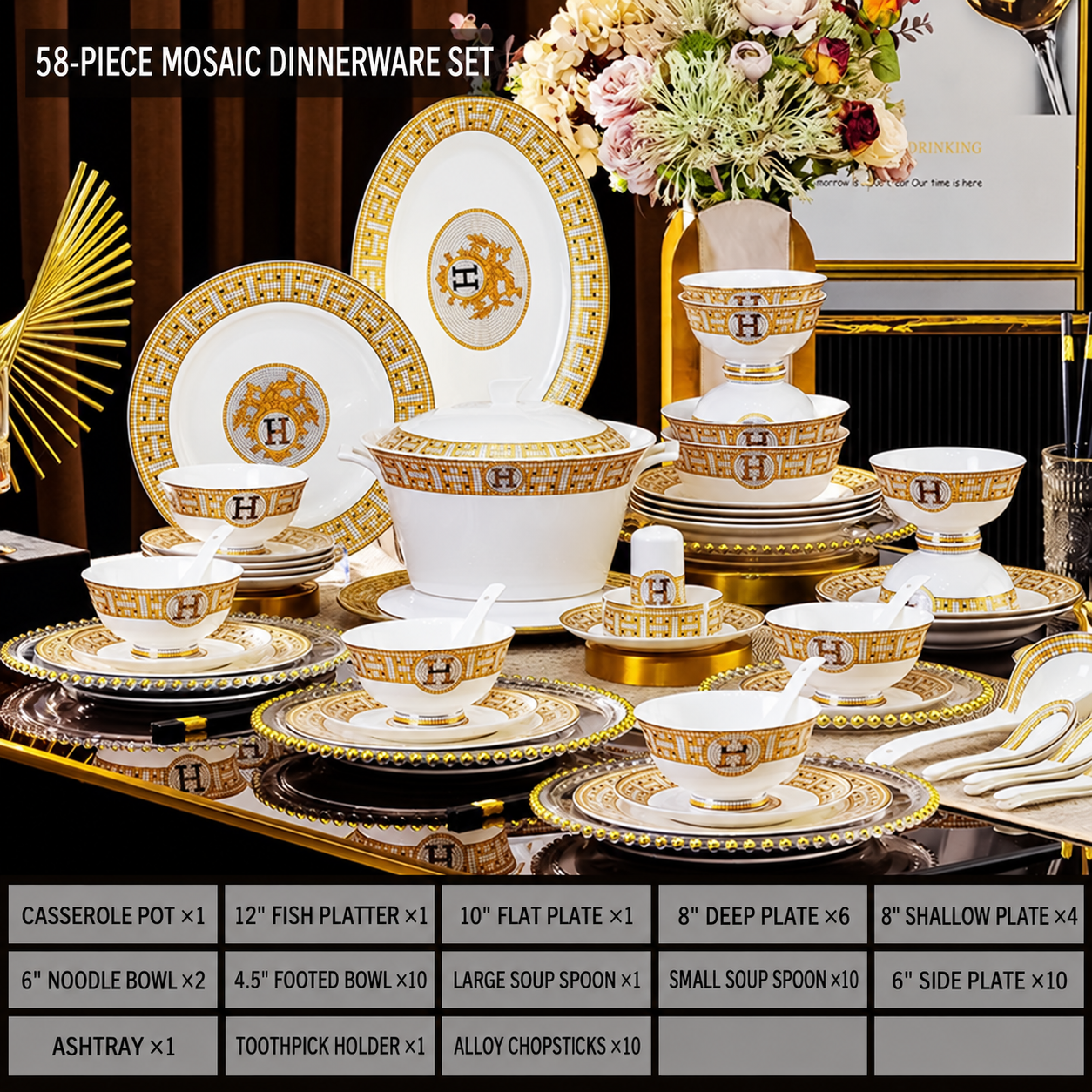 Ensemble tête Mosaic -58 (porcelaine fine)