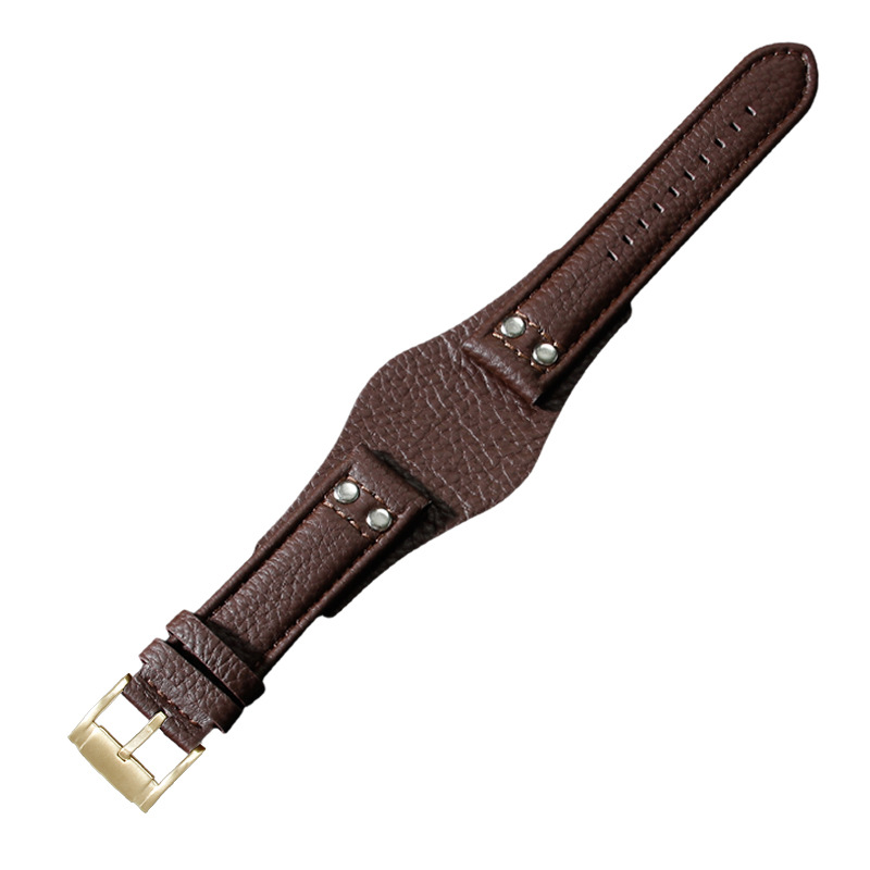Boucle litchi marron-or-k8